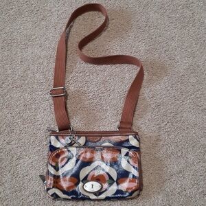 Fossil Key Per coated canvas  Crossbody Bag Retro print.